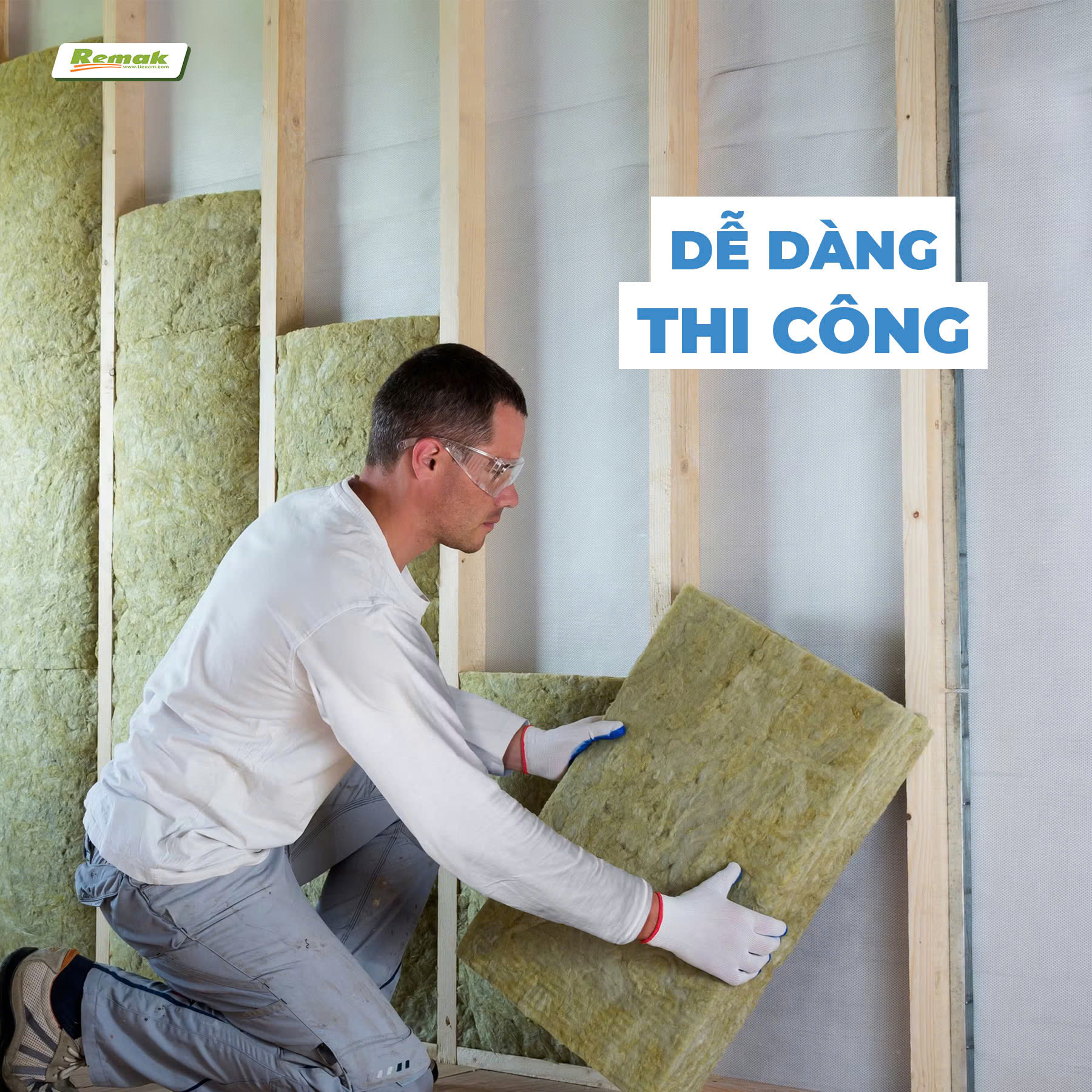 Bông khoáng dễ dàng thi công